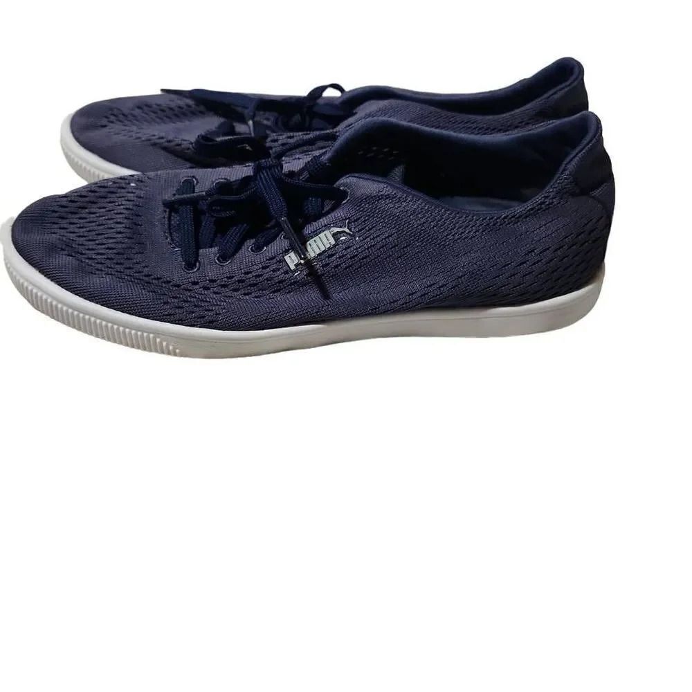 Puma Ladies Size 6.5 Blue Mesh Lo Top Sneakers
